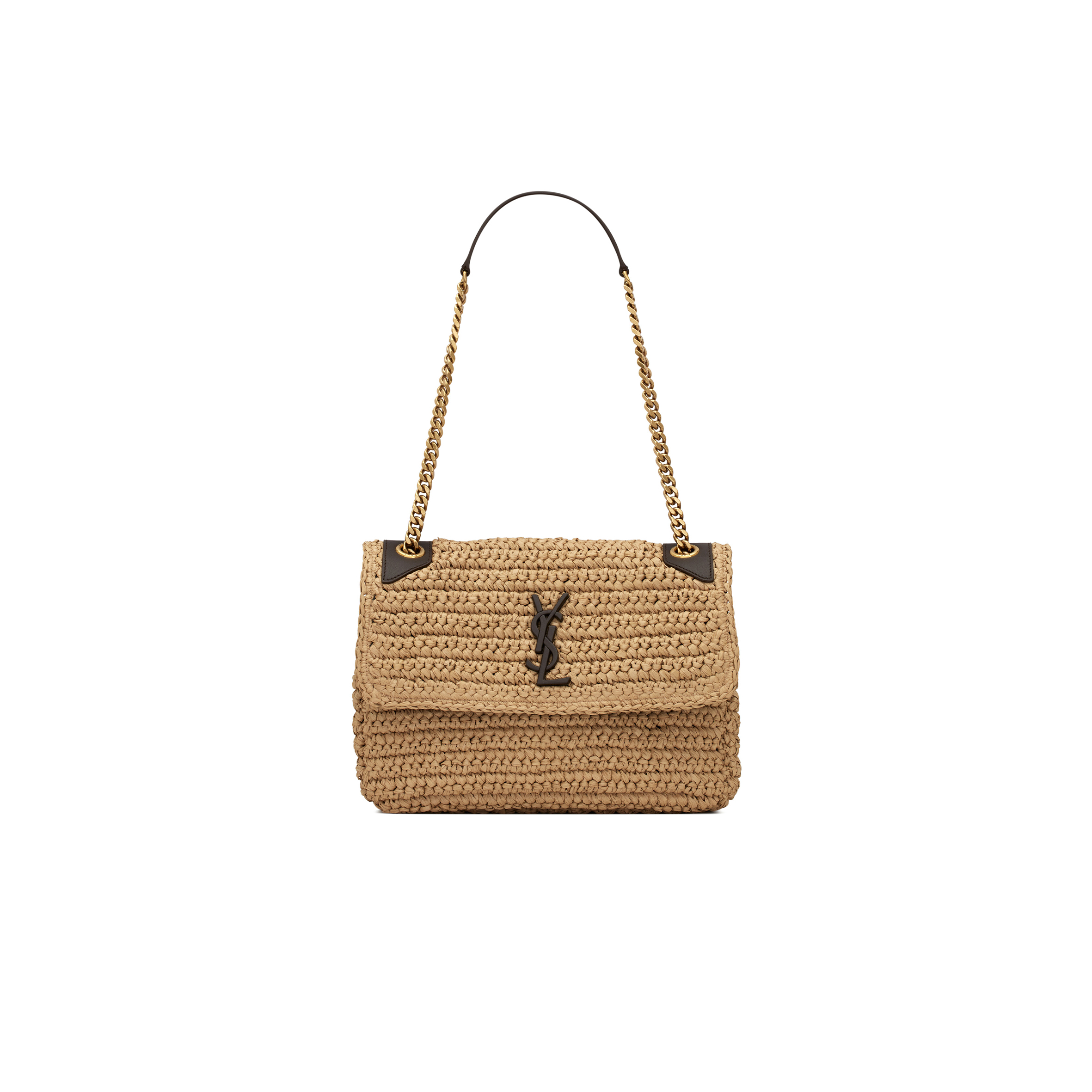 YSL NIKI MEDIUM IN RAFFIA AND LEATHER 633187GG66W7069 (28*20*8.5cm)